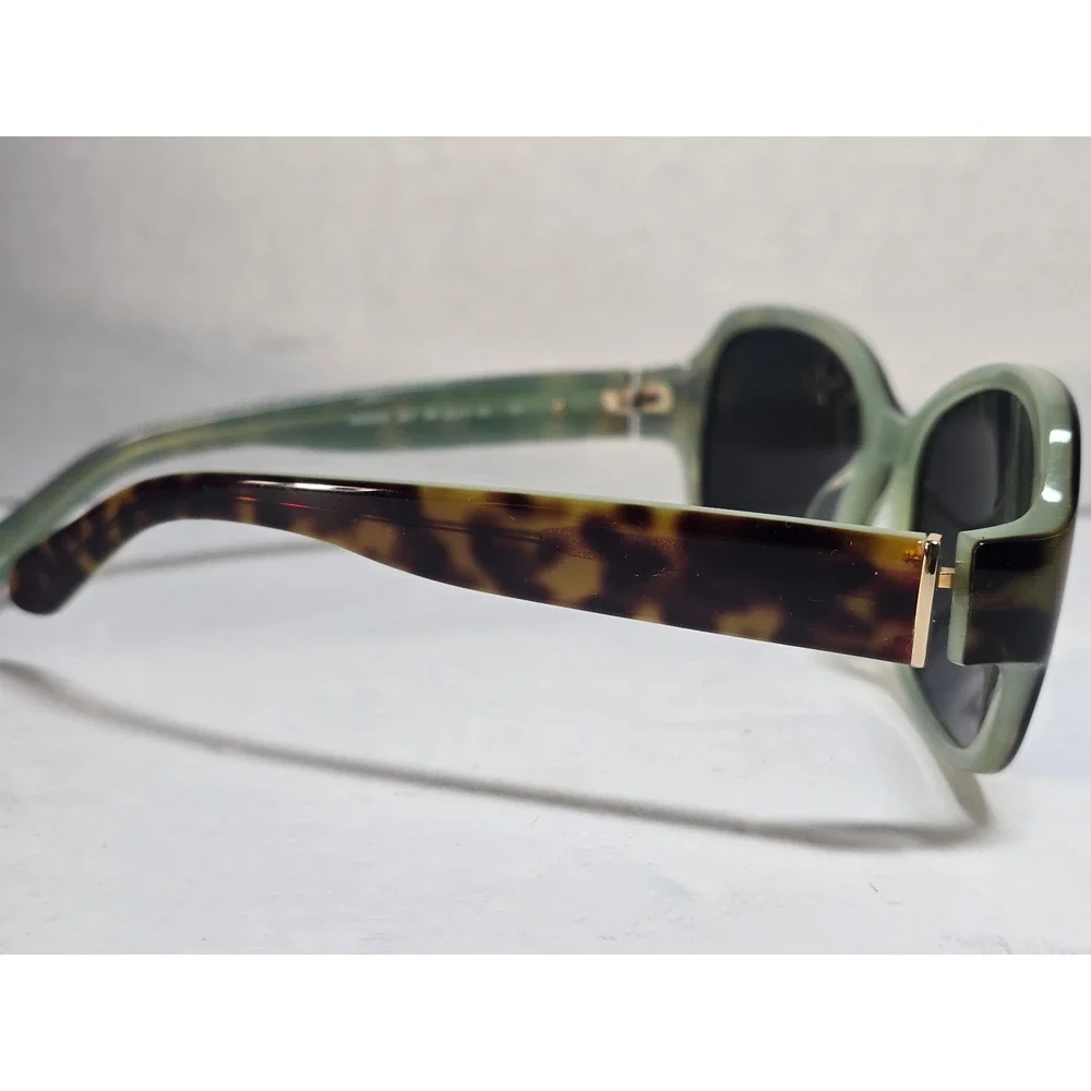 Kate Spade Tortoise Sage Green Polarized Sunglasses Oversized Square Case